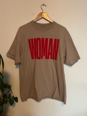 Dressed in LALA Woman Doing Whatever She Wants Oversized T-shirt Beige Size S M